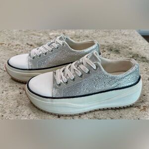 Wild Pair Silver Glitter Platform Sneakers “NEW”